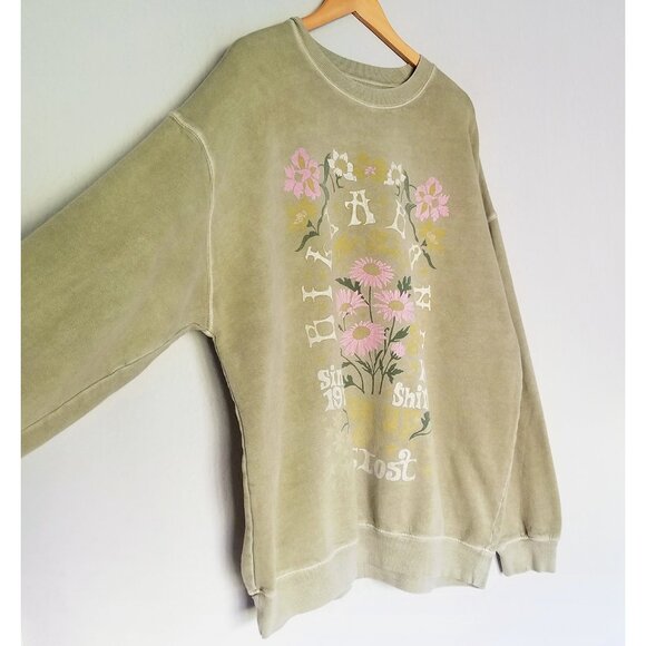 Billabong Ride In Sweatshirt Faded Green XL Keep Shining Graphic Oversized Crew - Picture 8 of 16